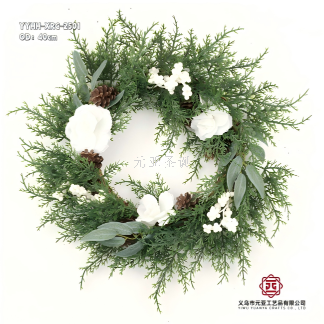新款圣诞花环工艺品节庆产品挂件摆件40cm工厂直销有量详情1