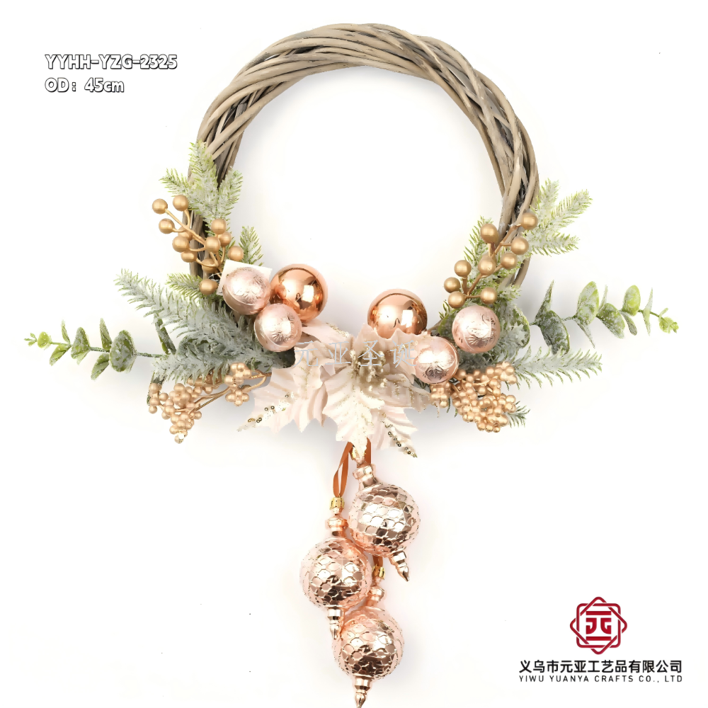 新款圣诞花环工艺品节庆产品挂件摆件45cm工厂直销有量有价