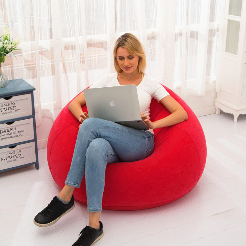 Wholesale of flocked inflatable lazy football sofas, small-sized home single-person sofas, and leisure and entertainment stools in stock Item Picture