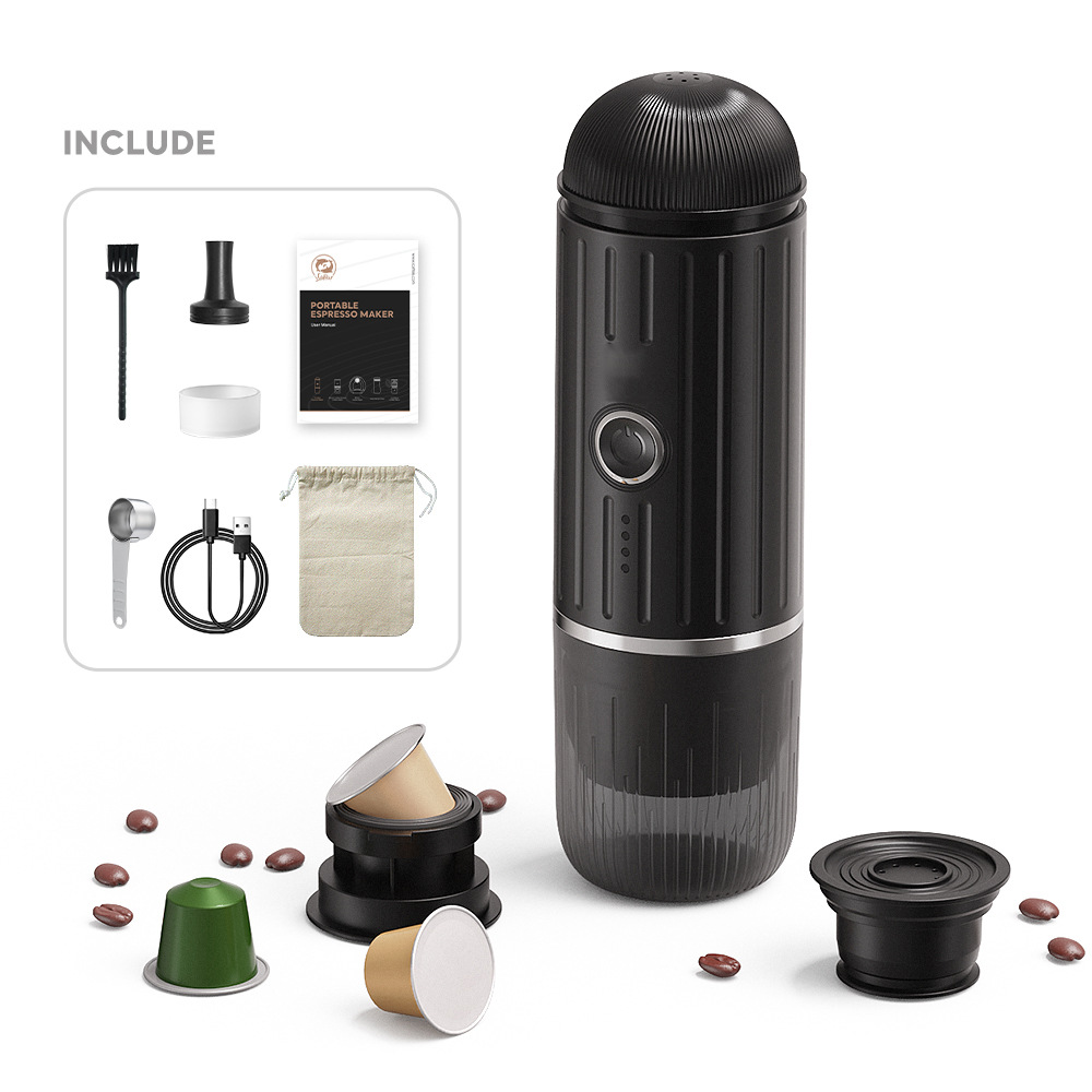 New wireless heating coffee machine, outdoor portable Italian capsule coffee machine, capsule powder dual-purpose handheld coffee machine Specification image