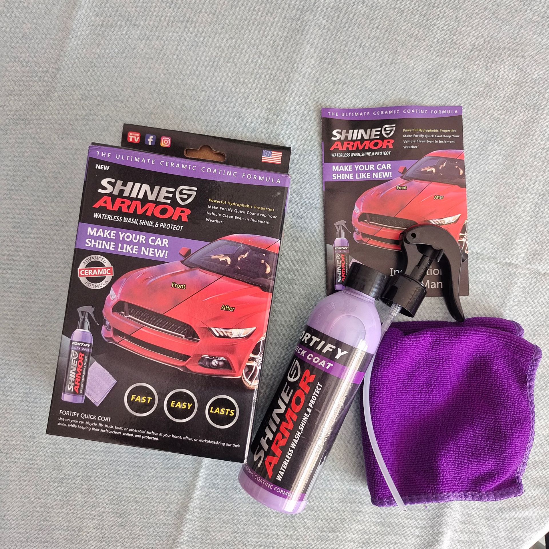 跨境shine armor 陶瓷涂层汽车喷蜡 镀膜剂高强疏水 无水洗车