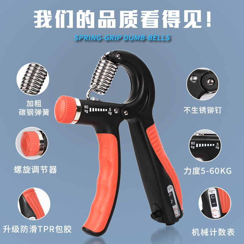 亚马逊跨境专供可调节计数握力器家用健身器材手指拉力器训练产品图