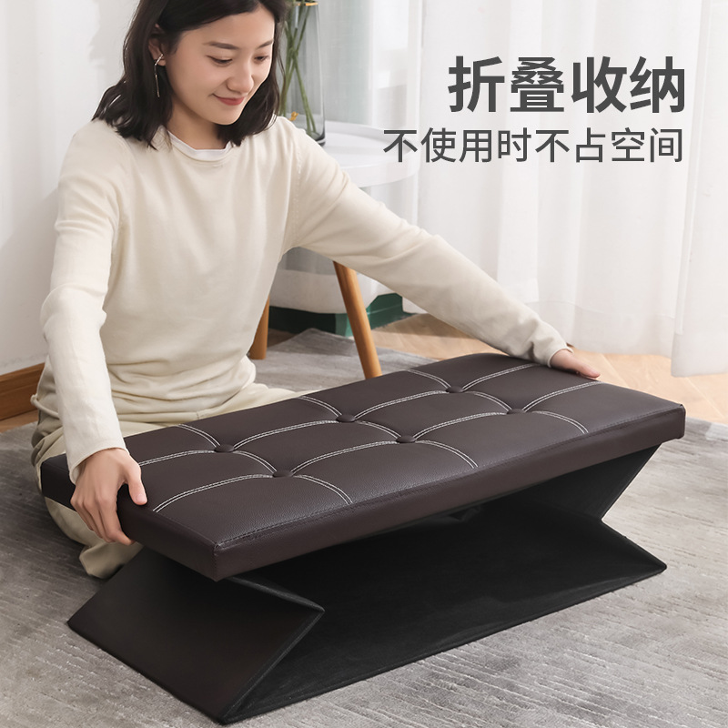 Wholesale shoe-changing stool, multi-functional foldable storage box, large-capacity rectangular storage stool details Picture