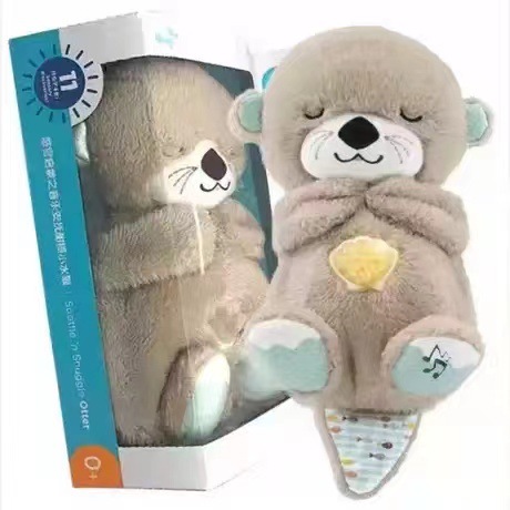 Cross-border breathing bear, otter, koala, newborn soothing, lulling to sleep, companion doll, rabbit fur toy doll, foreign trade Specification image