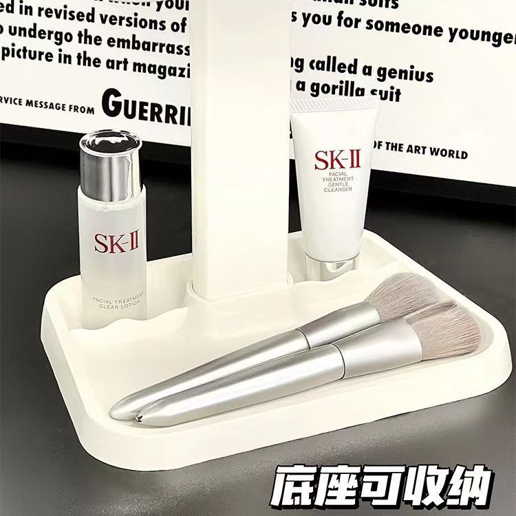 Foldable shell makeup and beauty mirror, table-style home desktop, led light strip, intelligent supplementary lighting, dressing mirror, touch control to open details Picture