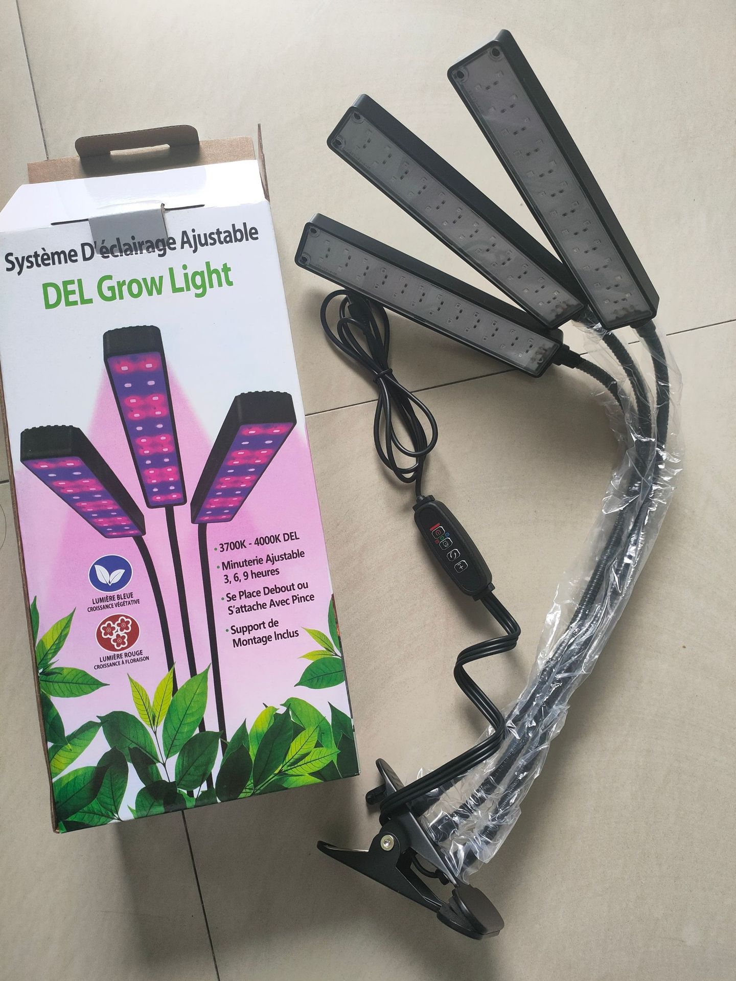 LED plant growth light, multi-head clip light, flower coloring timing dimming light, full-spectrum succulent supplementary lighting light