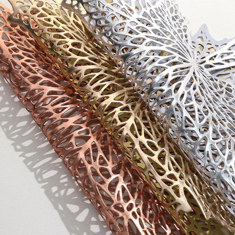 跨境枫叶餐垫防烫隔热垫PVC水杯垫轻奢镂空防滑垫耐高温杯具垫子