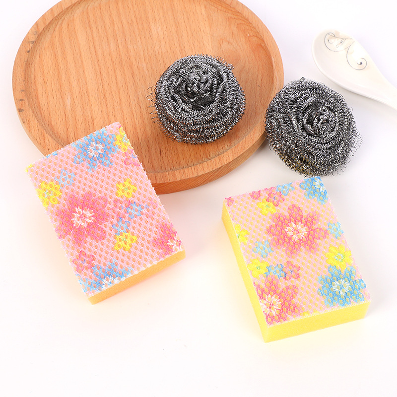 New kitchen household stainless steel wire ball cleaning sponge set cleaning and dishwashing products are supplied and wholesaled by the manufacturer details Picture