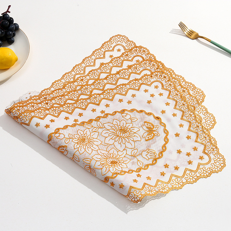 Cross-border gold-embossed PVC Western-style high-end European-style placemats, heat-resistant and waterproof coasters, oil-resistant and anti-slip tableware MATS, table MATS Specification image