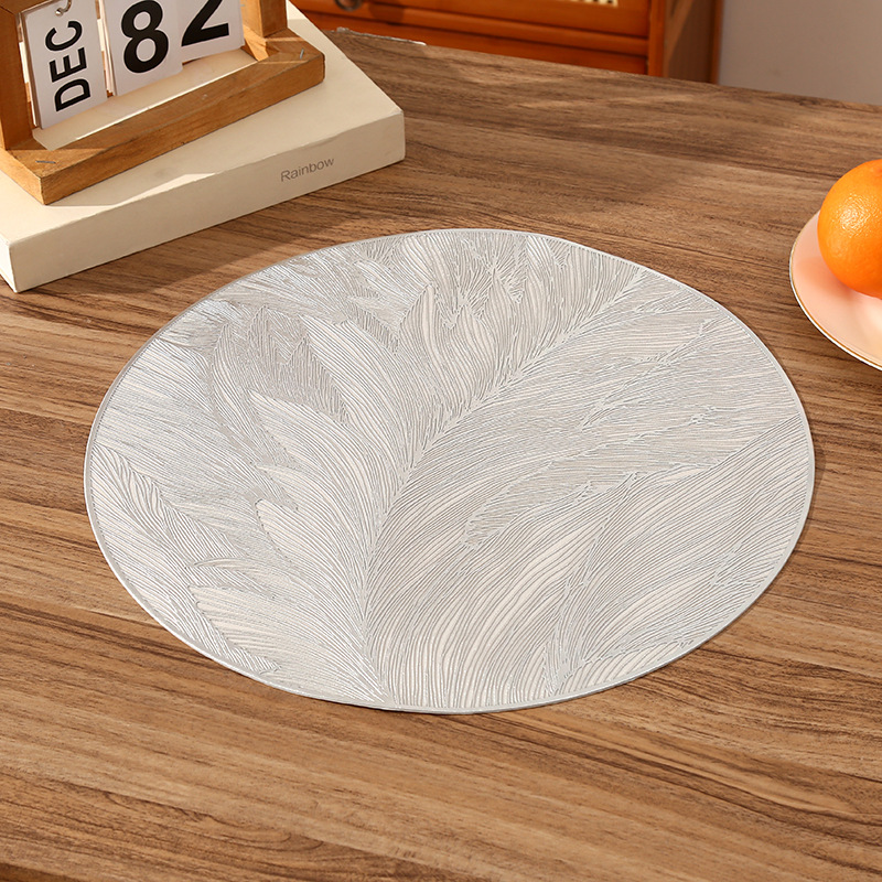 Cross-border French romantic round PVC placemats with creative prints, high-end and light luxury restaurant heat insulation pads and waterproof pads Specification image
