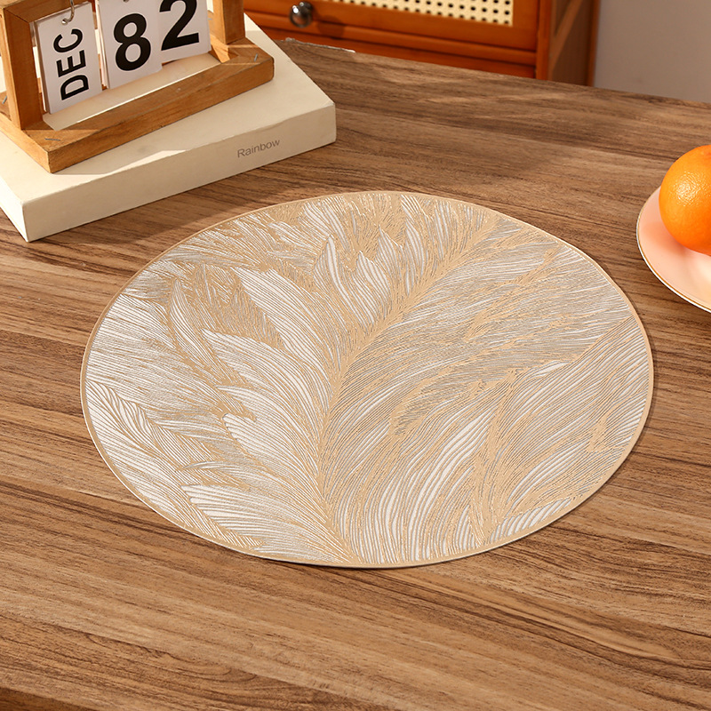 Cross-border French romantic round PVC placemats with creative prints, high-end and light luxury restaurant heat insulation pads and waterproof pads details Picture