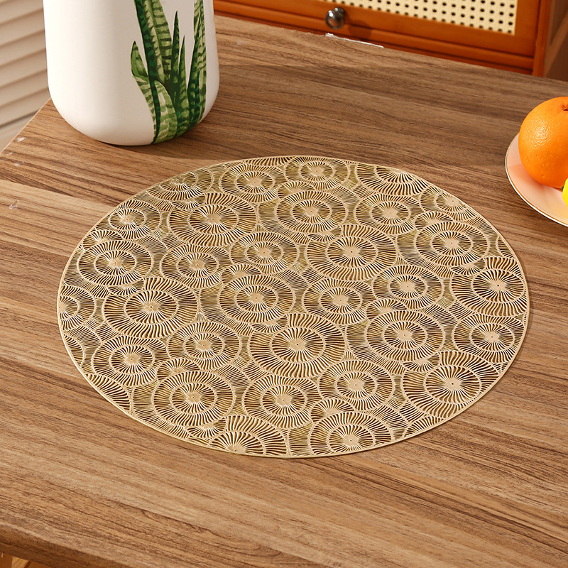 跨境法式浪漫圆形PVC餐垫创意咖啡隔热垫高级感轻奢餐厅隔热防水