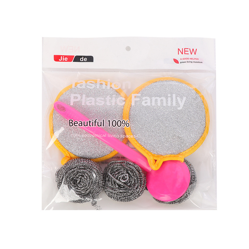 Kitchen cleaning magic tools, household set, steel wool ball brush, pot cleaning handle brush products, manufacturer supply and wholesale Item Picture