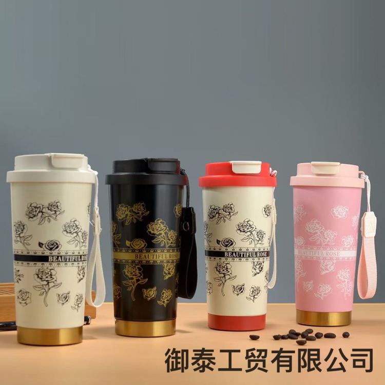 New Lanlinghua stainless steel insulated cup, double-drinking coffee cup, double-layer vacuum commercial gift cup, creative student water Item Picture