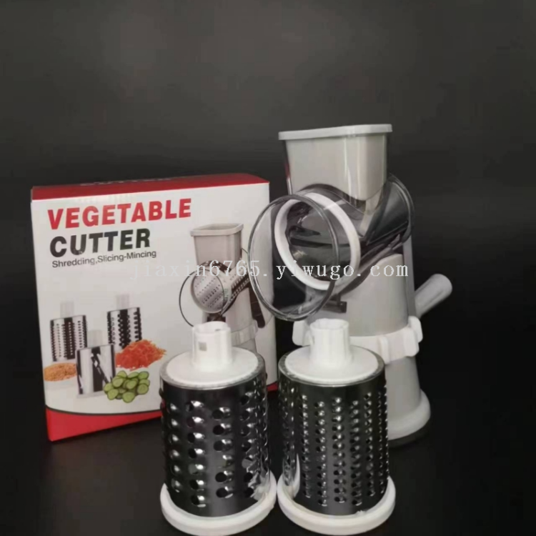 The new multi-functional hand-cranked vegetable slicer is a versatile tool that can be used to cut vegetables into shreds, slices and strips Item Picture