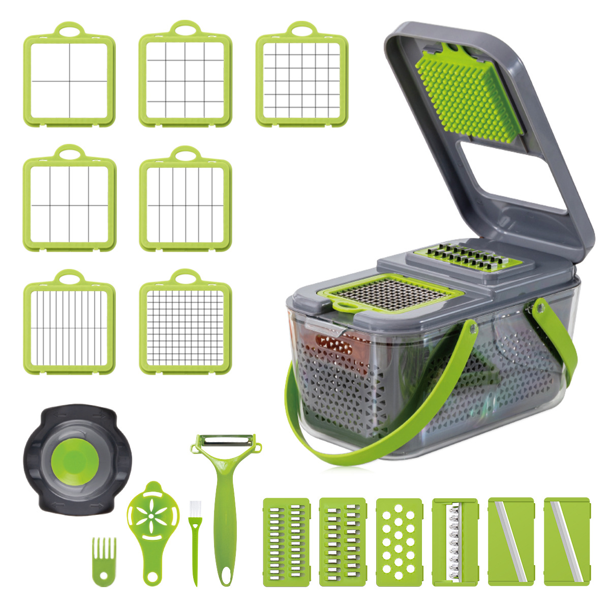 New 22-piece kitchen vegetable cutter, slicer, grater, onion and potato cutter, multi-functional household vegetable cutter Item Picture