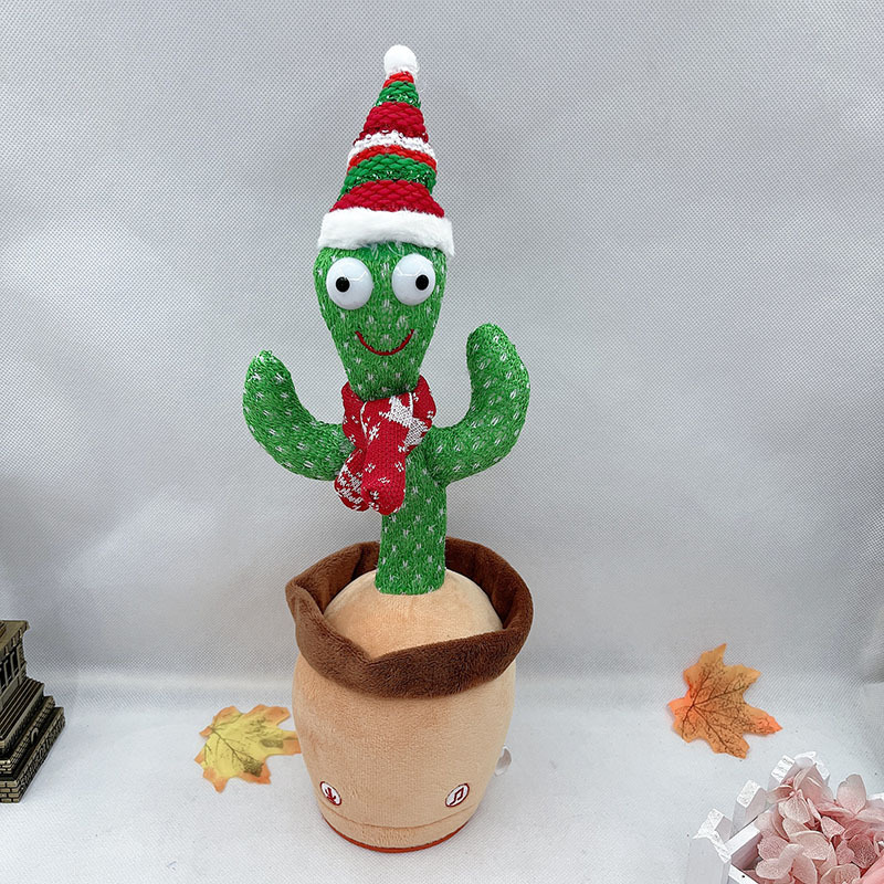 跨境新品创意圣诞节礼物会唱歌跳舞仙人掌电动玩具可录音毛绒玩具