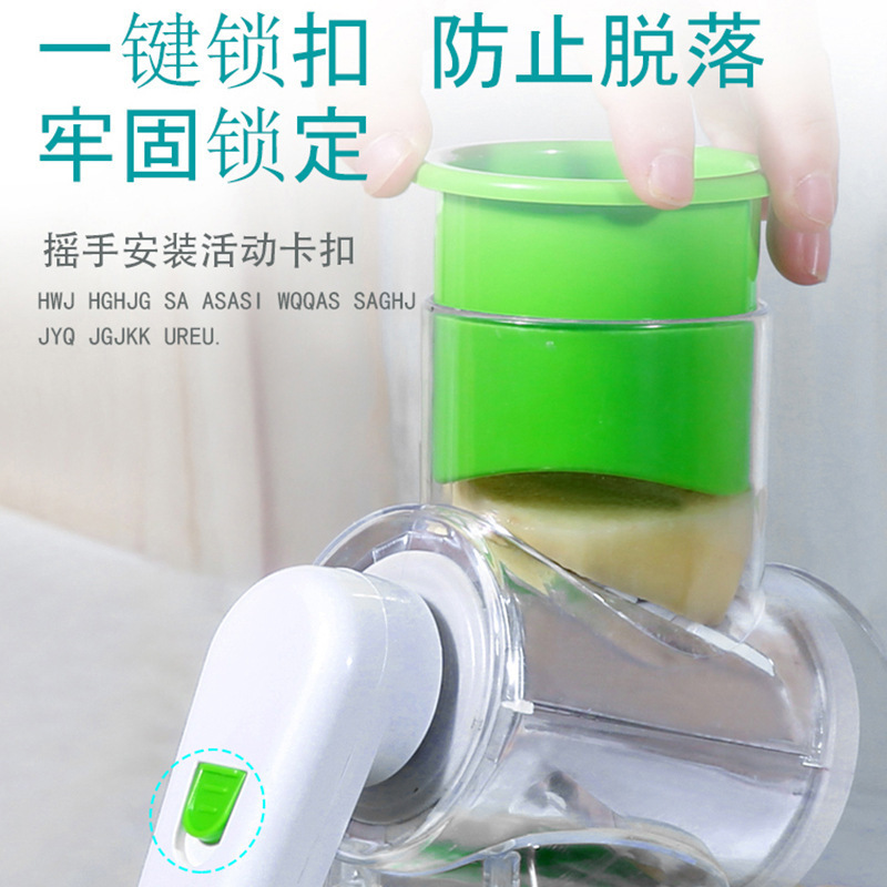 Cross-border multi-functional vegetable cutter, three-in-one kitchen hand-cranked drum vegetable cutter, grater, onion shred and slicing magic tool details Picture