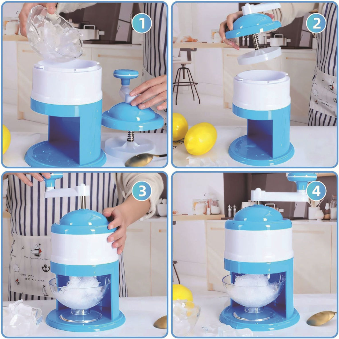 Cross-border household small mini ice crusher, manual fruit smoothie machine, hand-cranked shaved ice machine, children's DIY shaved ice maker details Picture