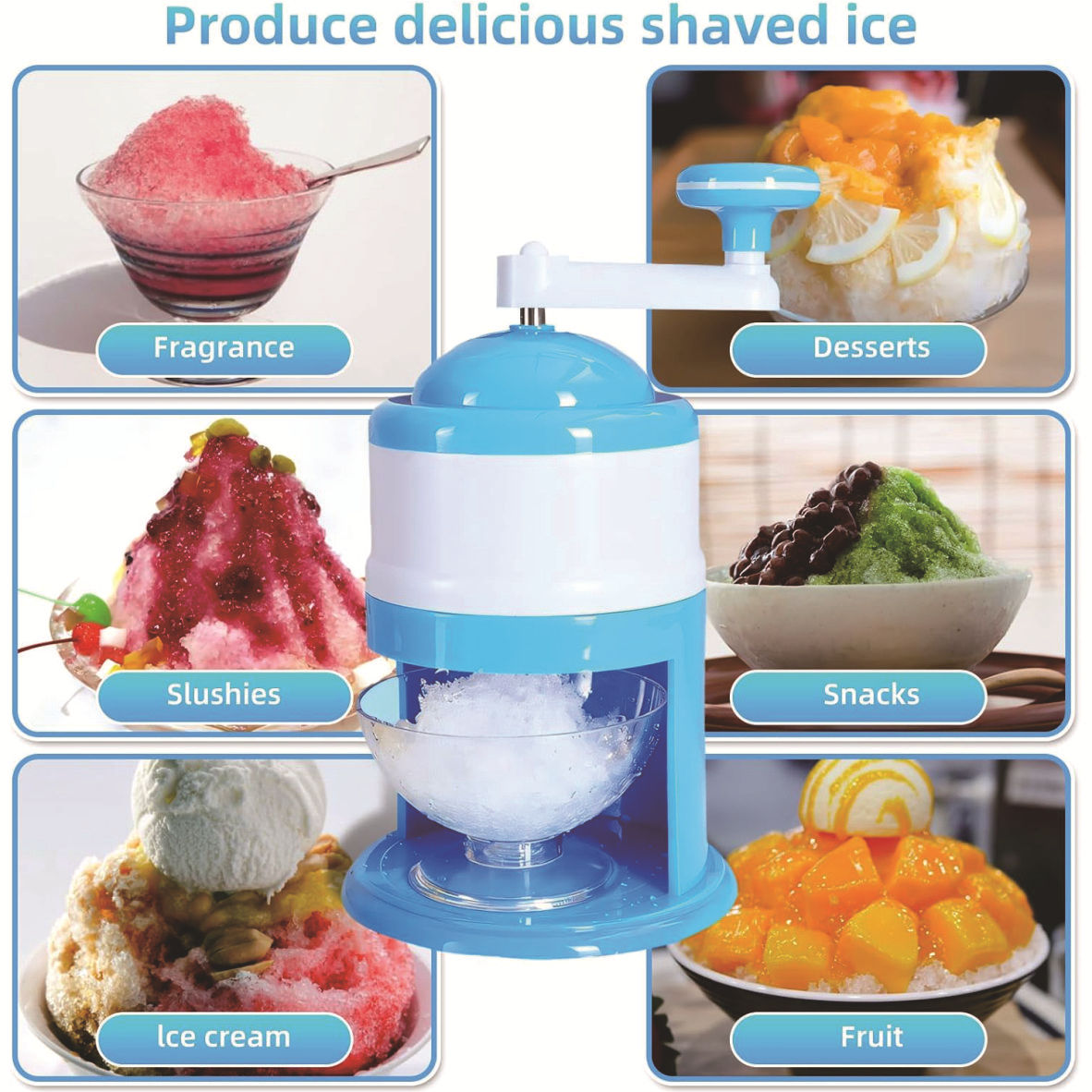 Cross-border household small mini ice crusher, manual fruit smoothie machine, hand-cranked shaved ice machine, children's DIY shaved ice maker