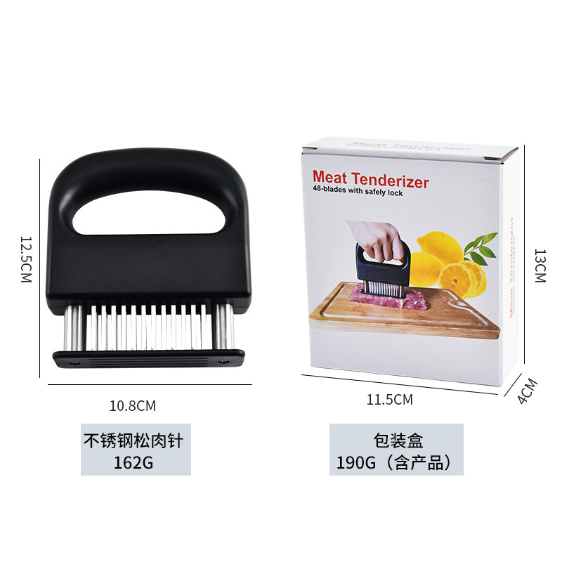Household stainless steel meat tenderizer, 48-tooth meat tenderizer needle, steak tendon breaking magic tool, steak pater, barbecue meat tenderizer details Picture