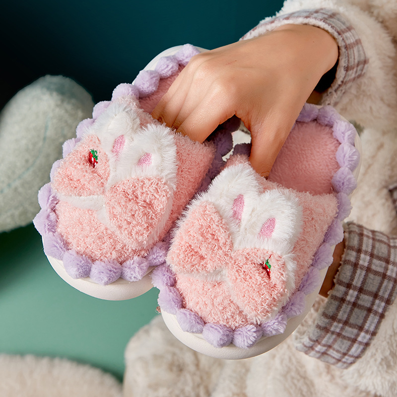 Wholesale of fleece children's cotton slippers, girls' cotton slippers, thickened warm and anti-slip children's slippers for indoor use in autumn and winter 2023 Specification drawing