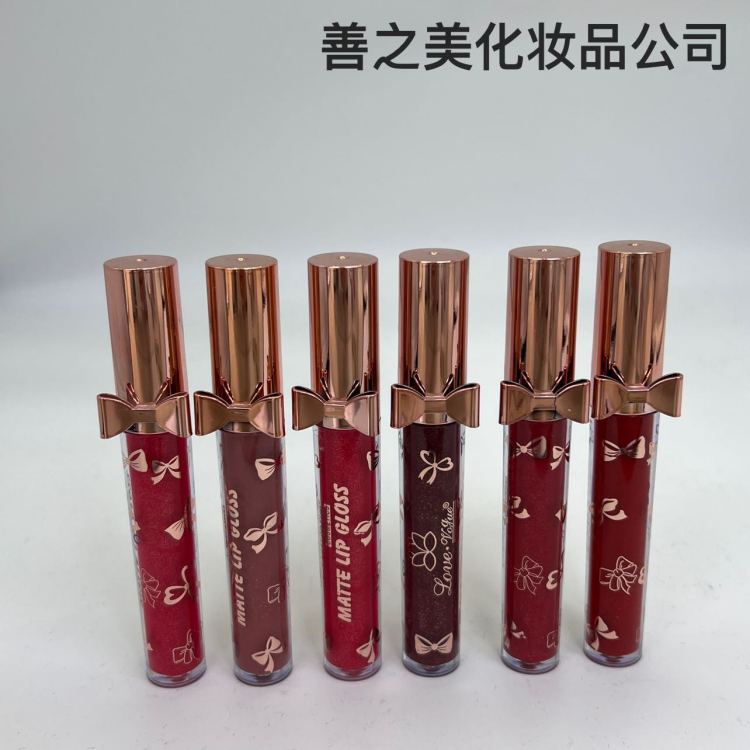 跨境美妆专供优微金盖六色小蝴蝶不沾杯唇彩