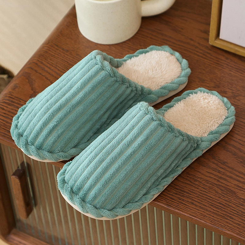 New thick-soled slippers for couples, men and women, autumn and winter home, indoor household, plush cotton slippers manufacturer wholesale cross-border Item Picture