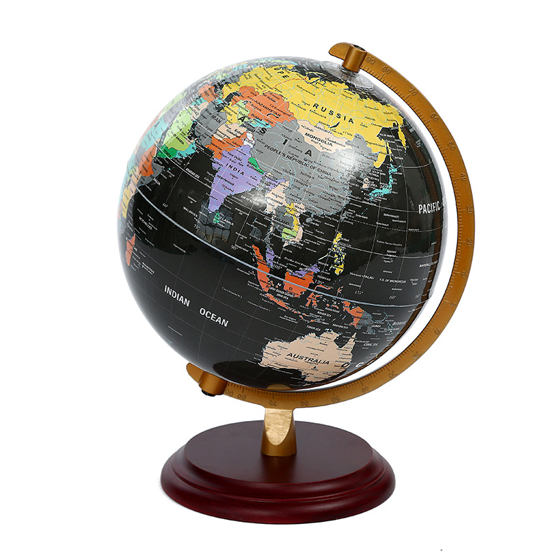 Jingfeng English black color golden Ruler wooden base globe, student geography learning stationery, birthday gift, handicrafts and ornaments Application Scenario