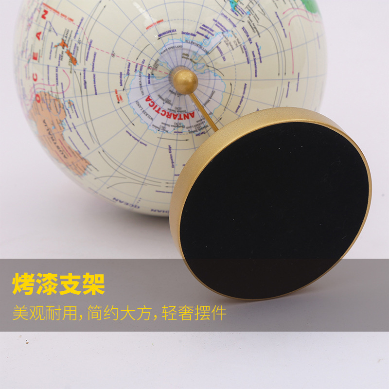 Creative retro wooden base globe, a high-definition geographical office display and teaching equipment for living room and study details Picture
