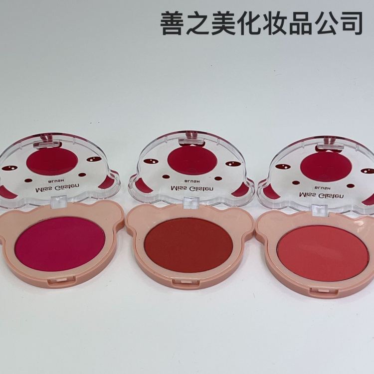 跨境美妆专供自然修饰不脱妆修容单色小熊腮红盘