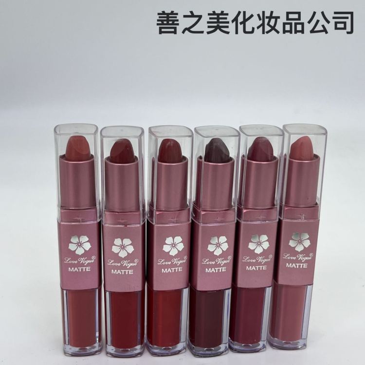 跨境美妆专供六色双头一头口红一头唇彩