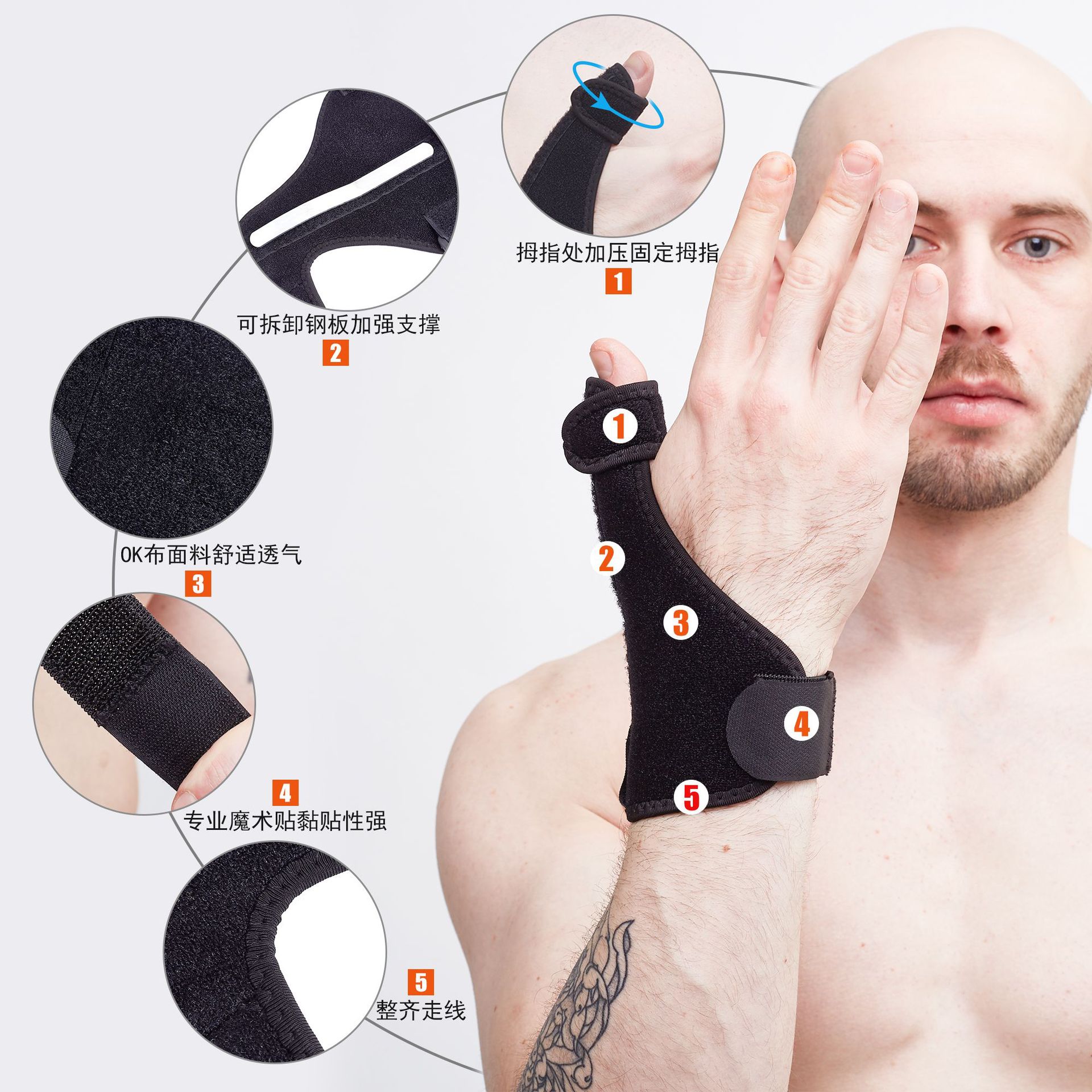 厂家直供护腕护大拇指护手撑支撑拇指护腕扭伤钢板防护护拇指现货