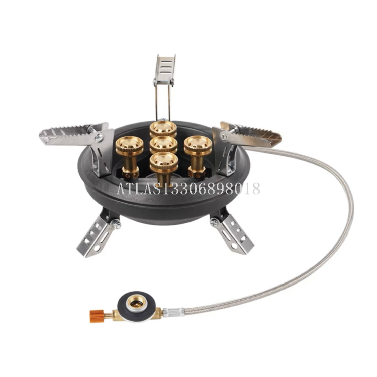 Portable stove for camping and picnic, outdoor gas stove, barbecue grill, anti-gas stove, high-power five-head stove, cassette stove details Picture