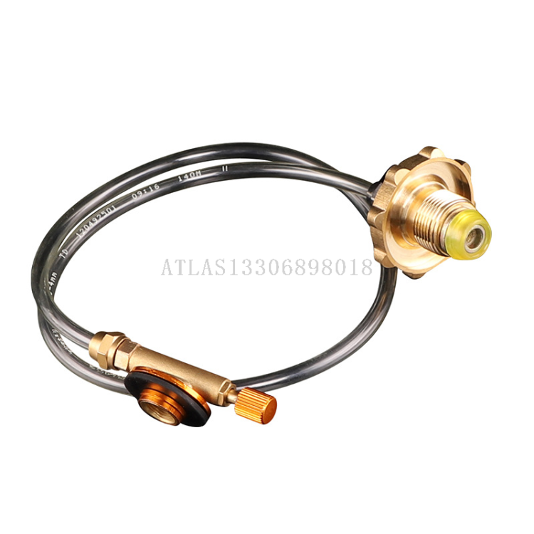 Outdoor camping barbecue flat gas tank, gas stove head, stove extended extension line, connection pipe, converter, inflation adapter Specification image