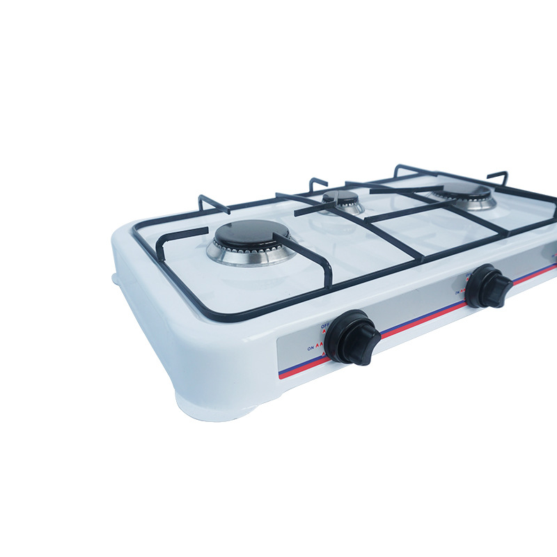 外贸供应三眼欧式煤气灶带盖便携三灶燃气炉家用台式灶