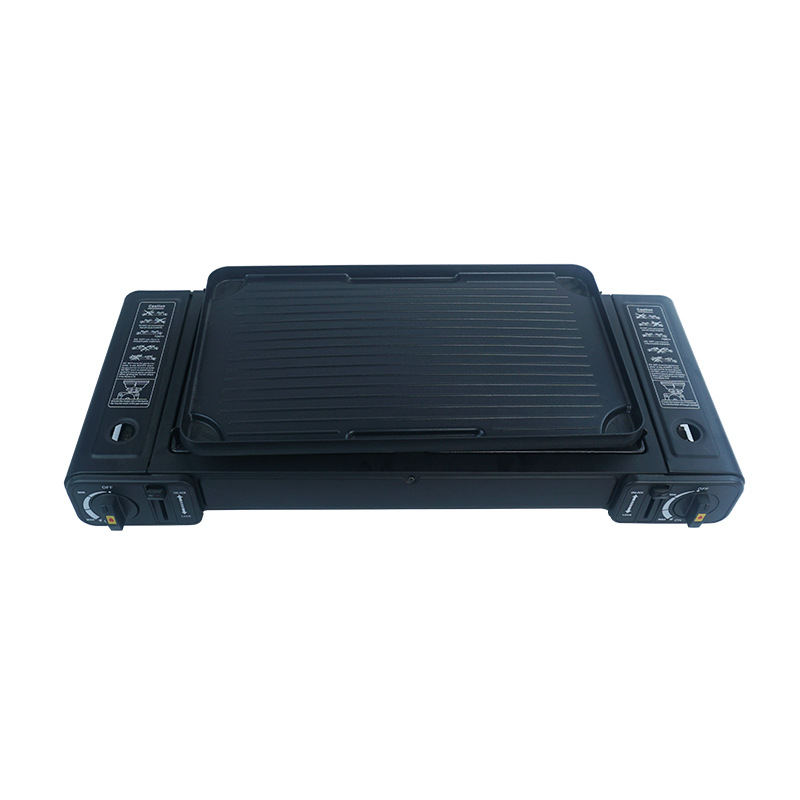 供应便携式野营双头卡式炉火锅野外烧烤炉具燃气灶