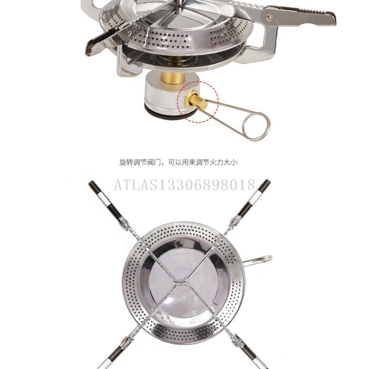Outdoor mountain climbing gas stove, barbecue disc stove, camping stove, high-power adjustable energy-saving folding stove details Picture
