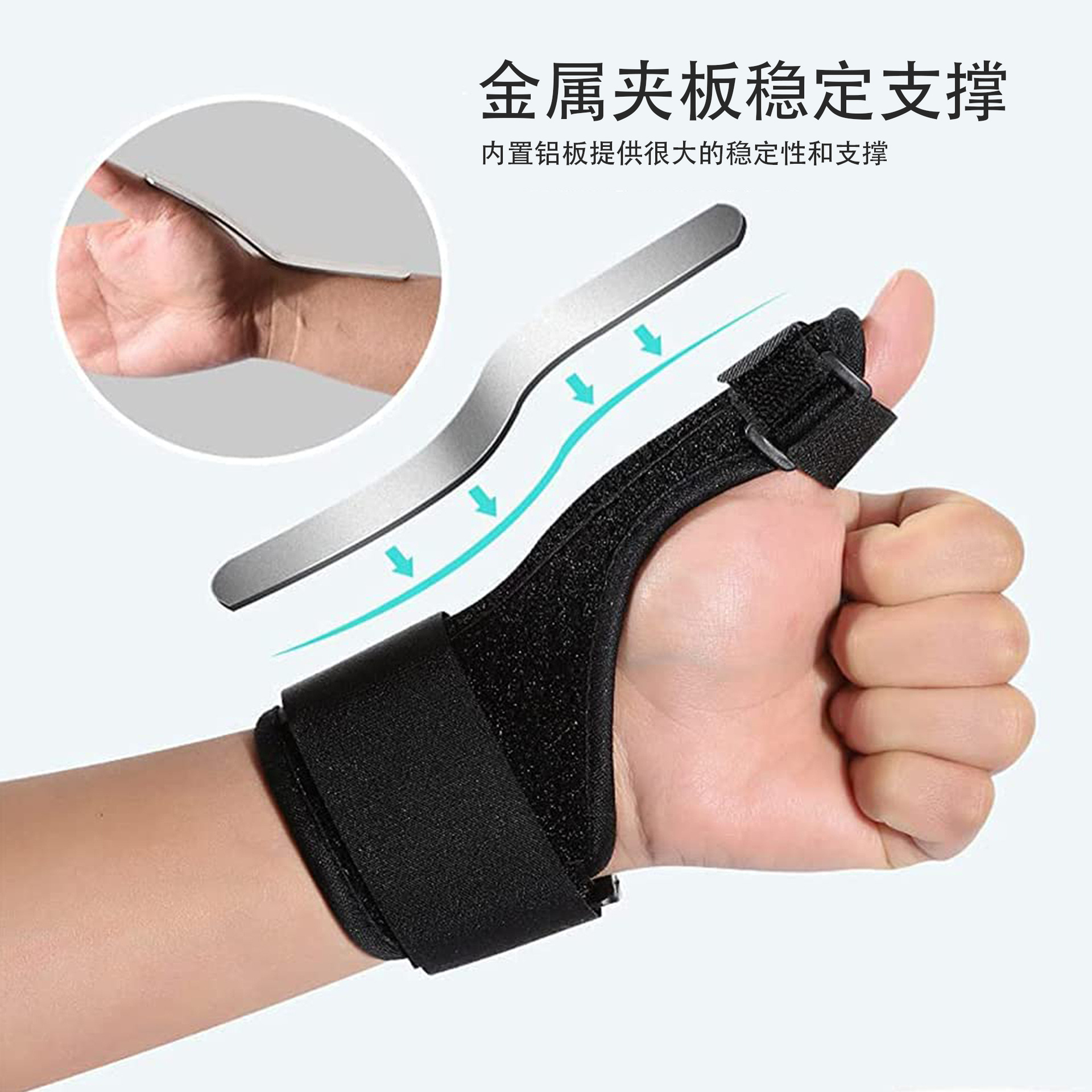 厂家直供护腕护大拇指护手撑支撑拇指护腕扭伤钢板防护护拇指现货产品图