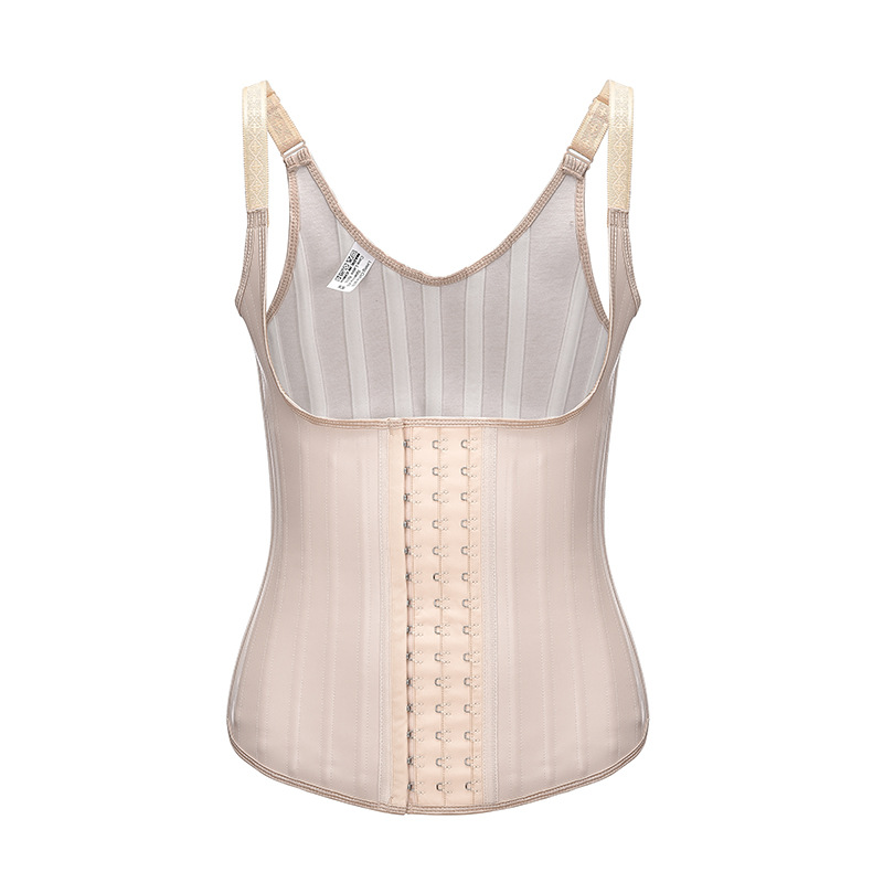乳胶束腰光面束身衣25骨塑腰连体衣收腹吊带束胸背心latex corset白底实物图