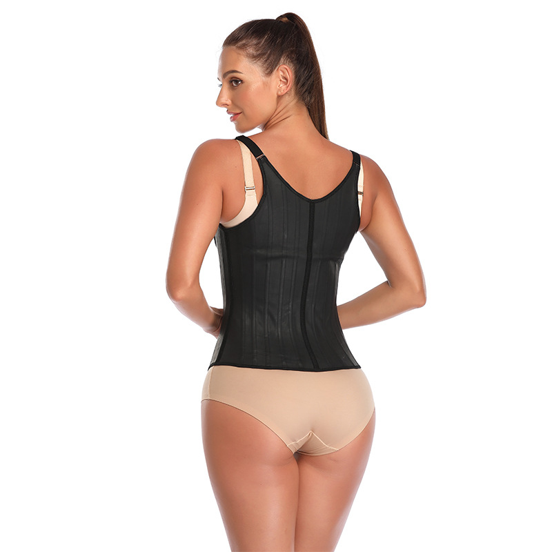 乳胶束腰光面束身衣25骨塑腰连体衣收腹吊带束胸背心latex corset产品图