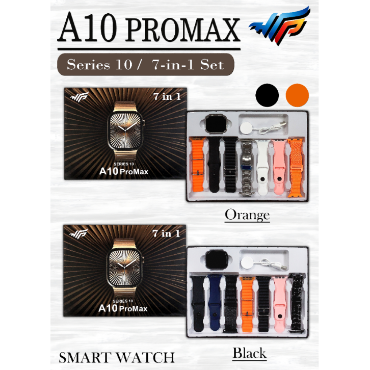 A10 PROMAX商务10代 黑橙色 无线充蓝牙手表多色腕带组合套装