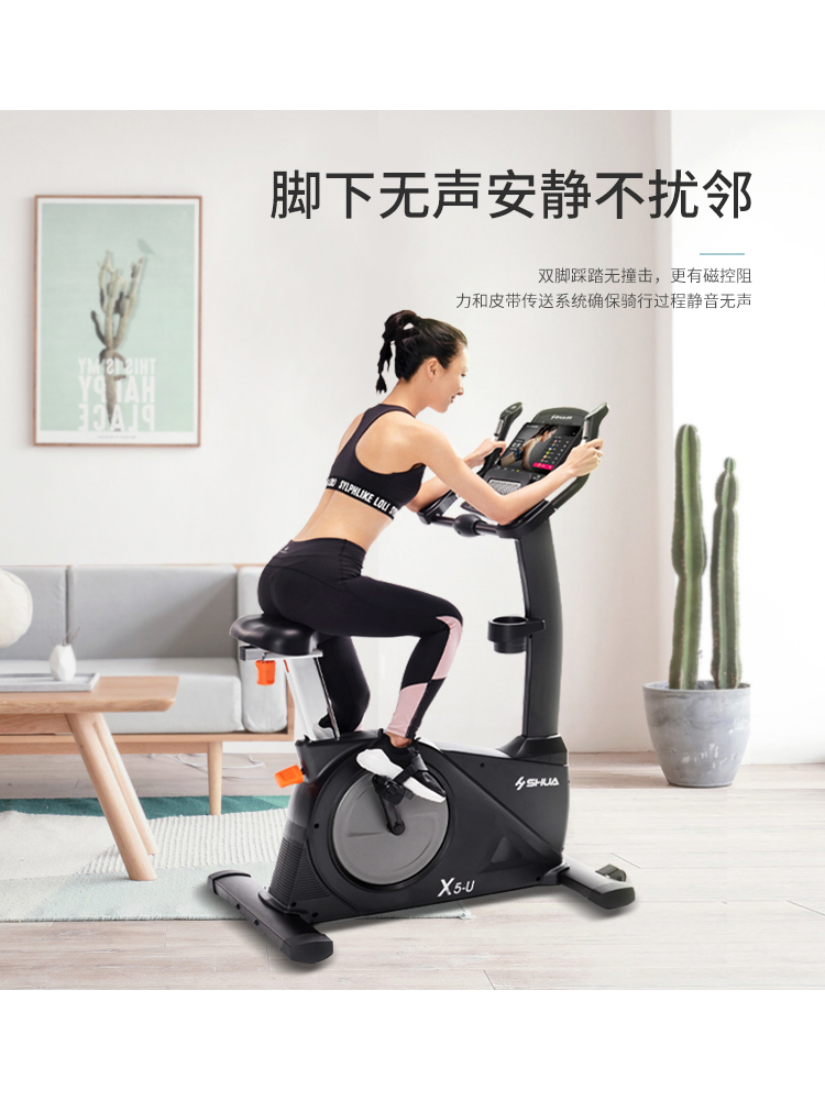 Shuhua household standing exercise bike with electromagnetic control, commercial large gym bicycle, professional exercise equipment 6500U details Picture