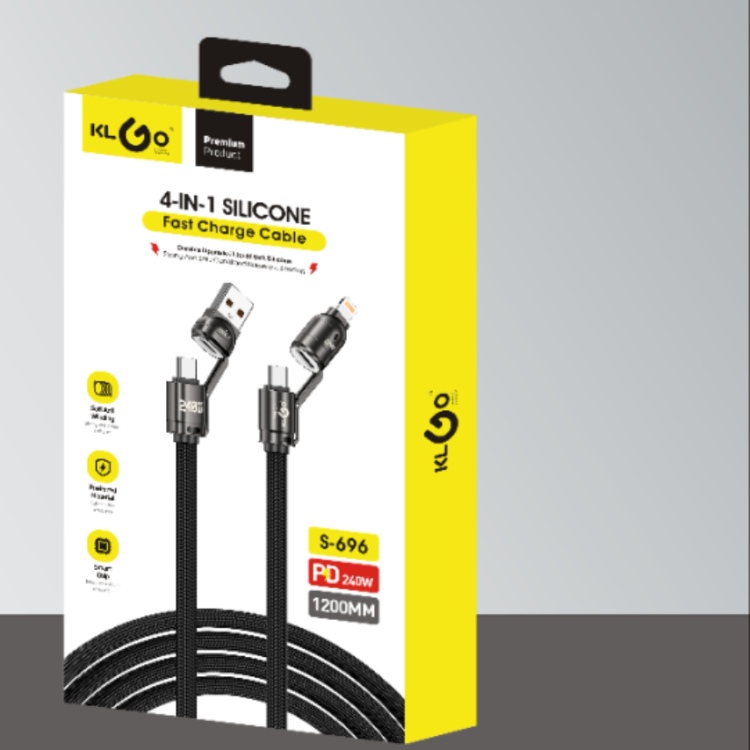 Coolwei KLGO 2-drag 2-data cable 4IN1 multi-functional 240WPD fast charging head USB data cable details Picture