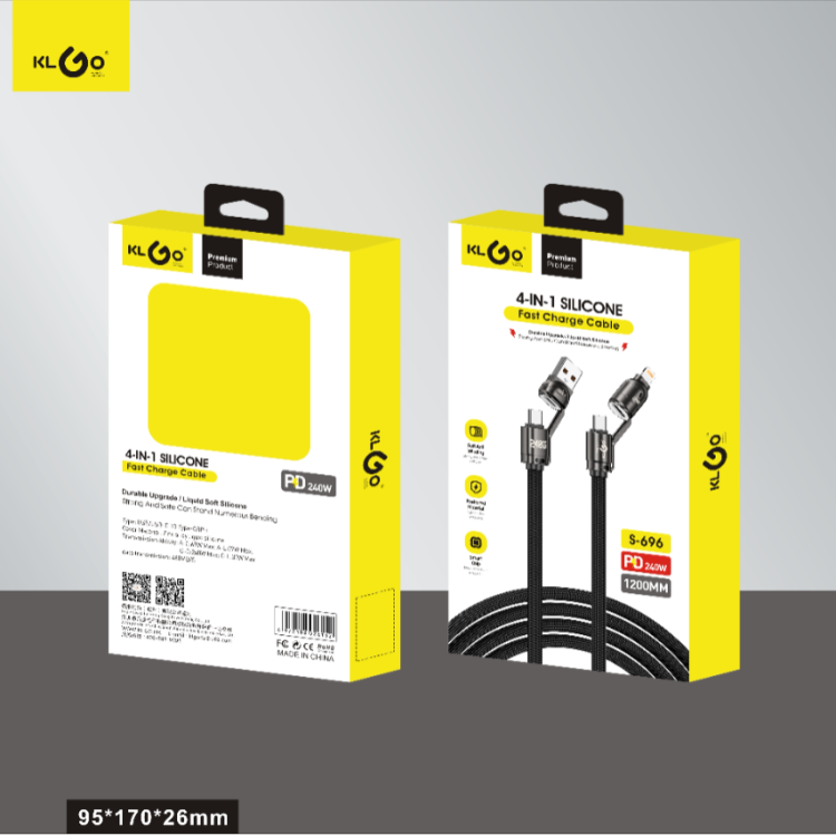 Coolwei KLGO 2-drag 2-data cable 4IN1 multi-functional 240WPD fast charging head USB data cable