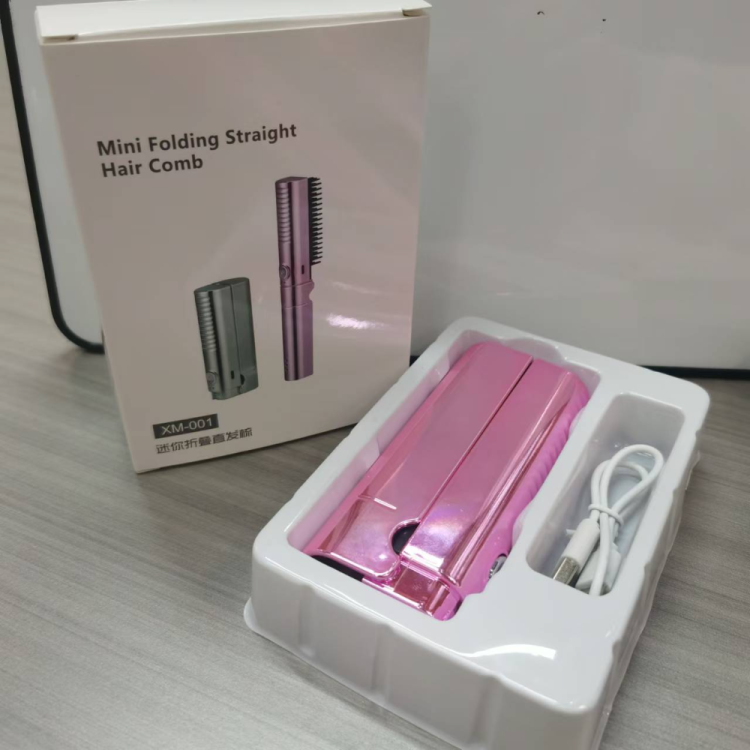 The dazzling pink mini folding straight hair comb is easy to put in a bag