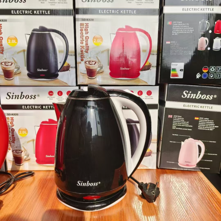 The classic best-selling solid color water kettle 2.0L four-color electric kettle has been upgraded to VDE with two round plugs and double gold temperature control details Picture