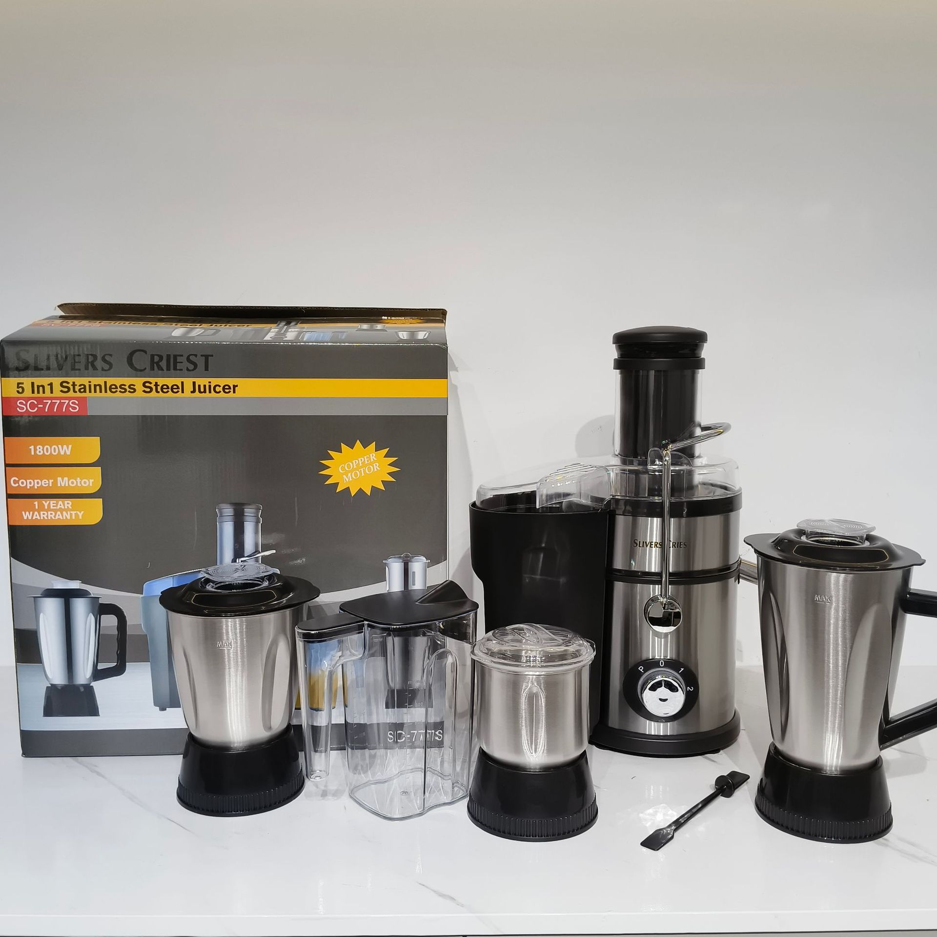 外贸不锈钢五合一破壁机磨粉绞肉辅食5in1 Stainless Steel Juice