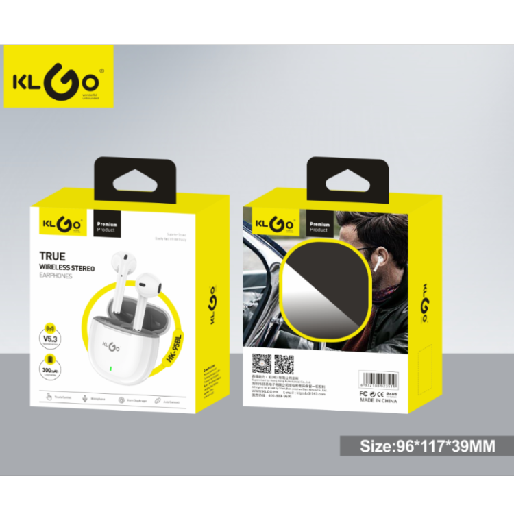 Coolwei KLGO black and white dual-color in-ear Bluetooth headphones V5.3 version