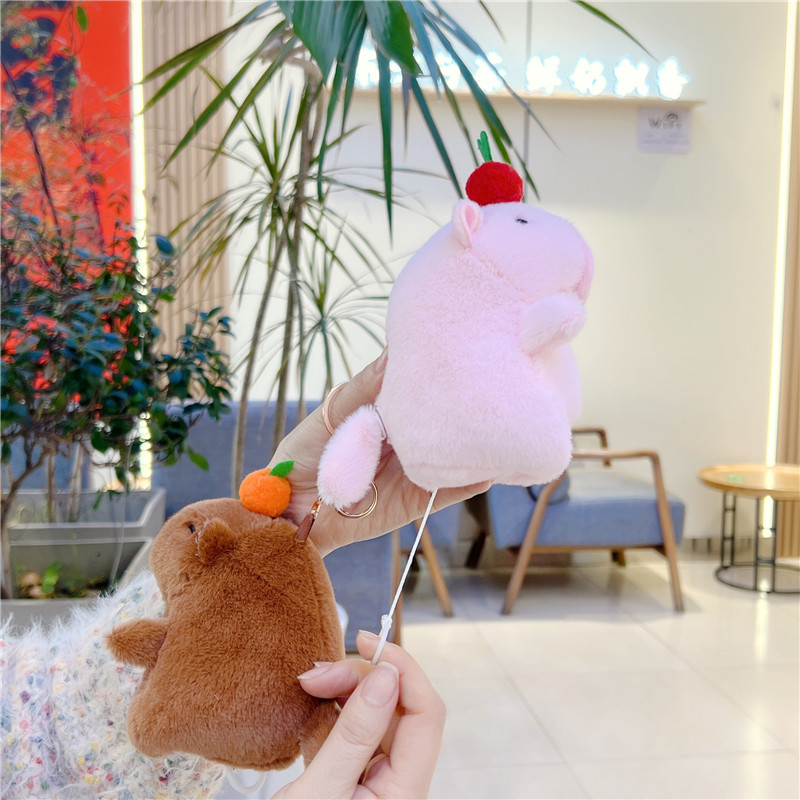 Tail will turn Capibala keychain action figure doll plush animal toy capybara pendant cute gift thumbnail